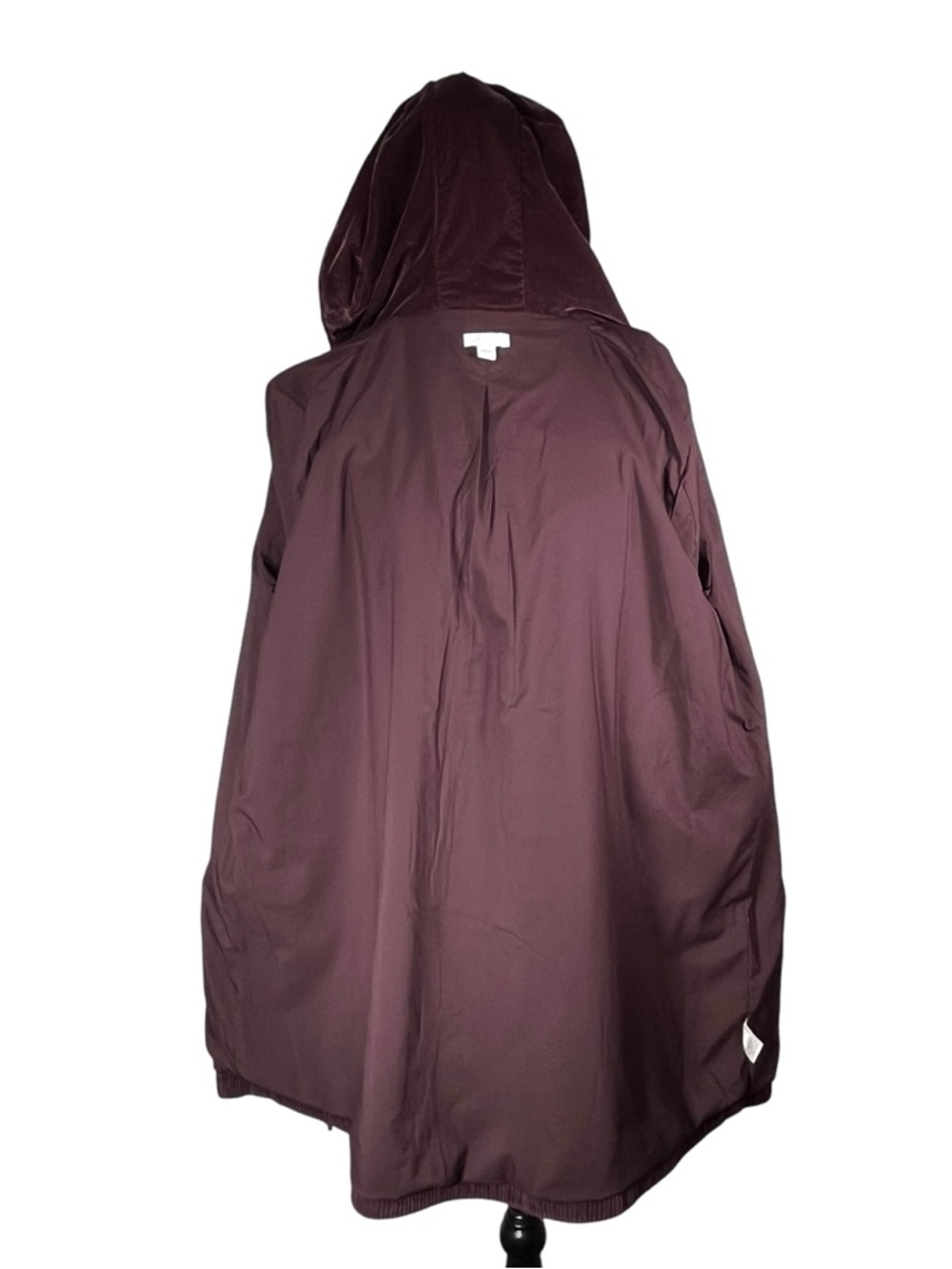 J. Jill Purple Corduroy Coat Hooded Button-Up Long Jacket Velvet Plum Spring - Picture 8 of 11